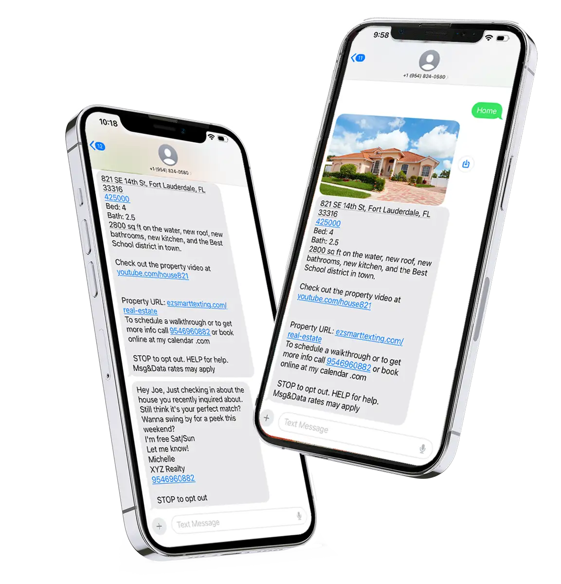Real estate agent reviewing text message marketing results and new leads